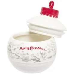 Mini bonbonnière en céramique décor Noël rouge blanc