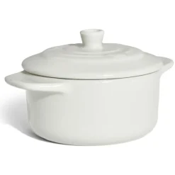 Mini cocotte individuelle en céramique avec couvercle - gris ou blanc