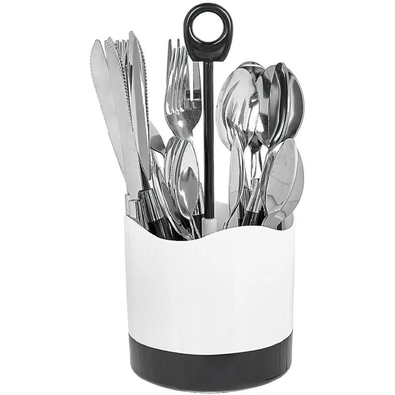 Ménagère 24 pièces avec support noir blanc