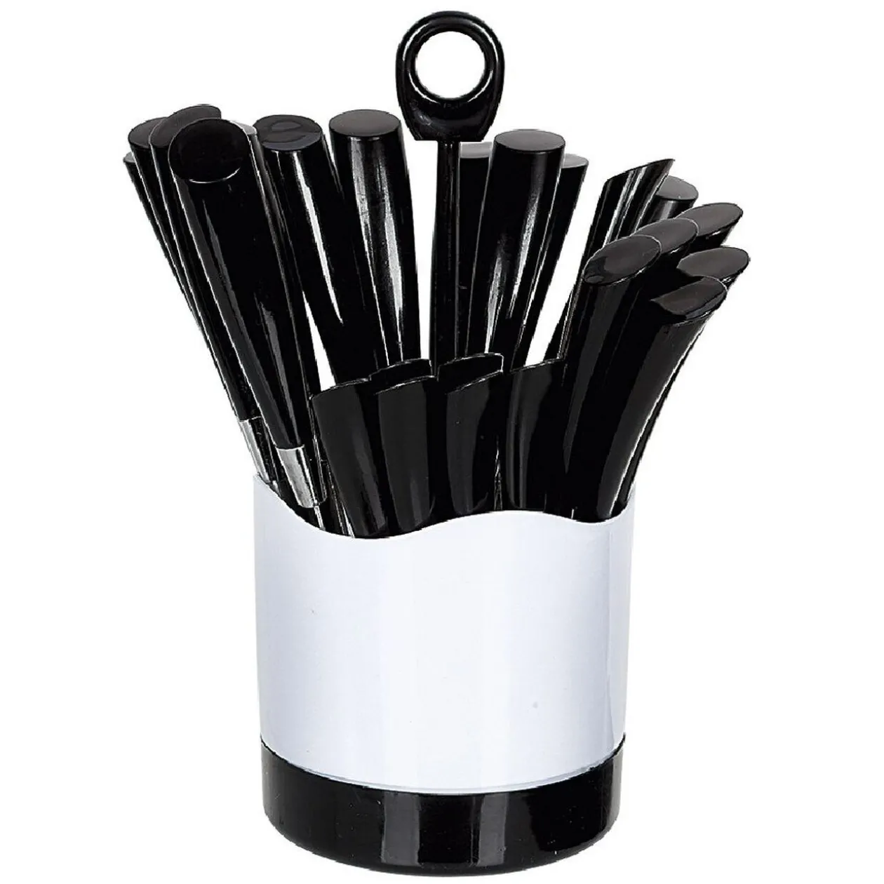 Ménagère 24 pièces avec support noir blanc