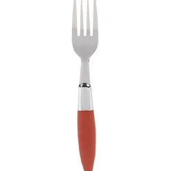 Ménagère 24 pièces avec support inox manche plastique rouge