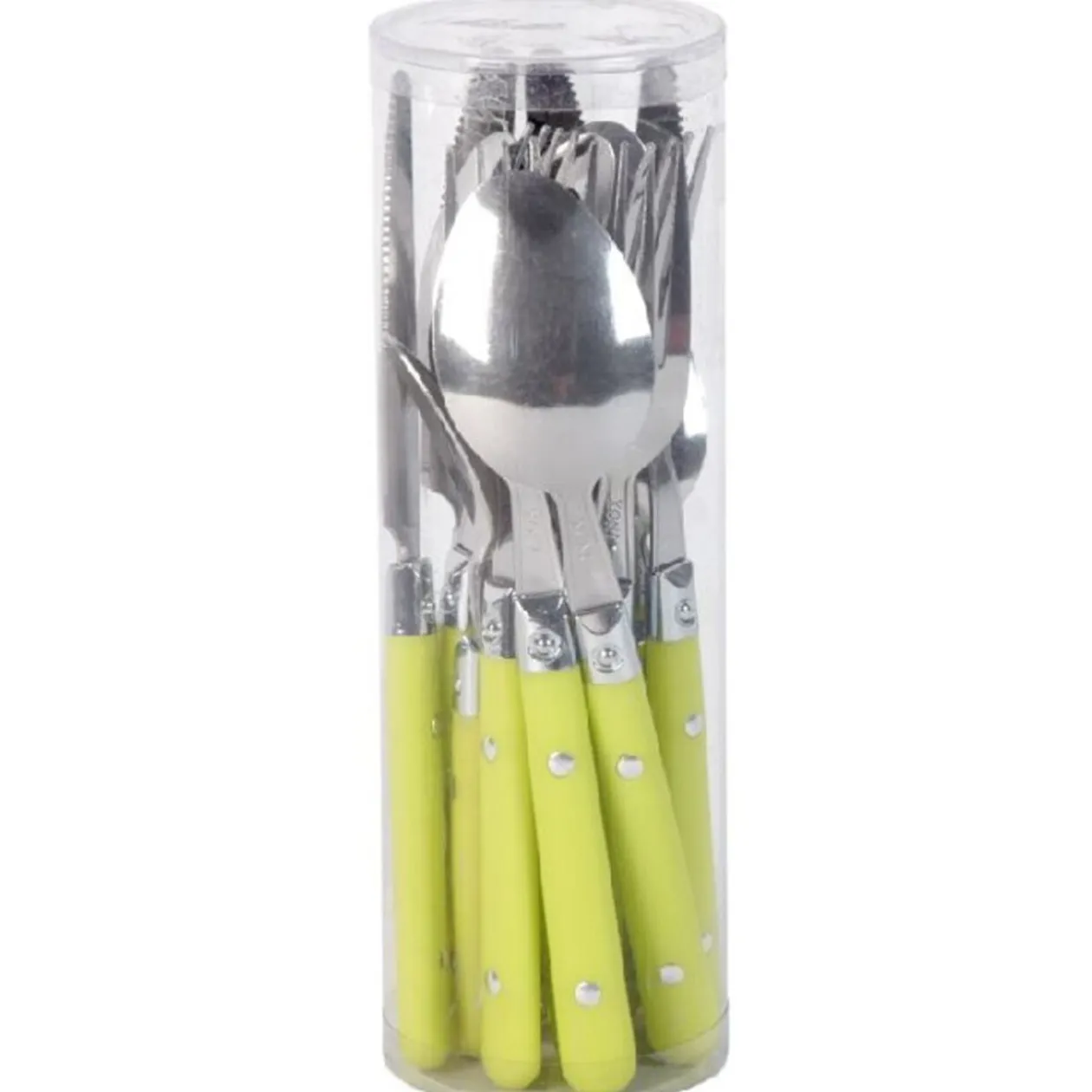Ménagère 16 pièces inox manche plastique vert anis