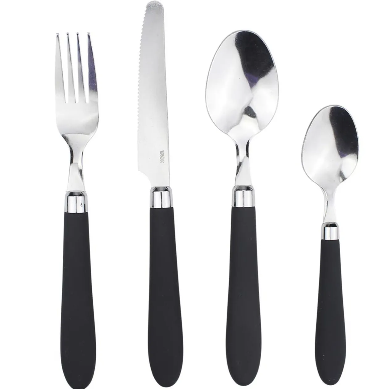 Ménagère 24 pièces inox manche antidérapant soft touch noir