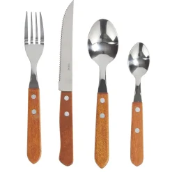 Ménagère traditionnelle bambou et inox 24 pièces
