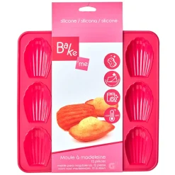 Moule 12 madeleines silicone rose