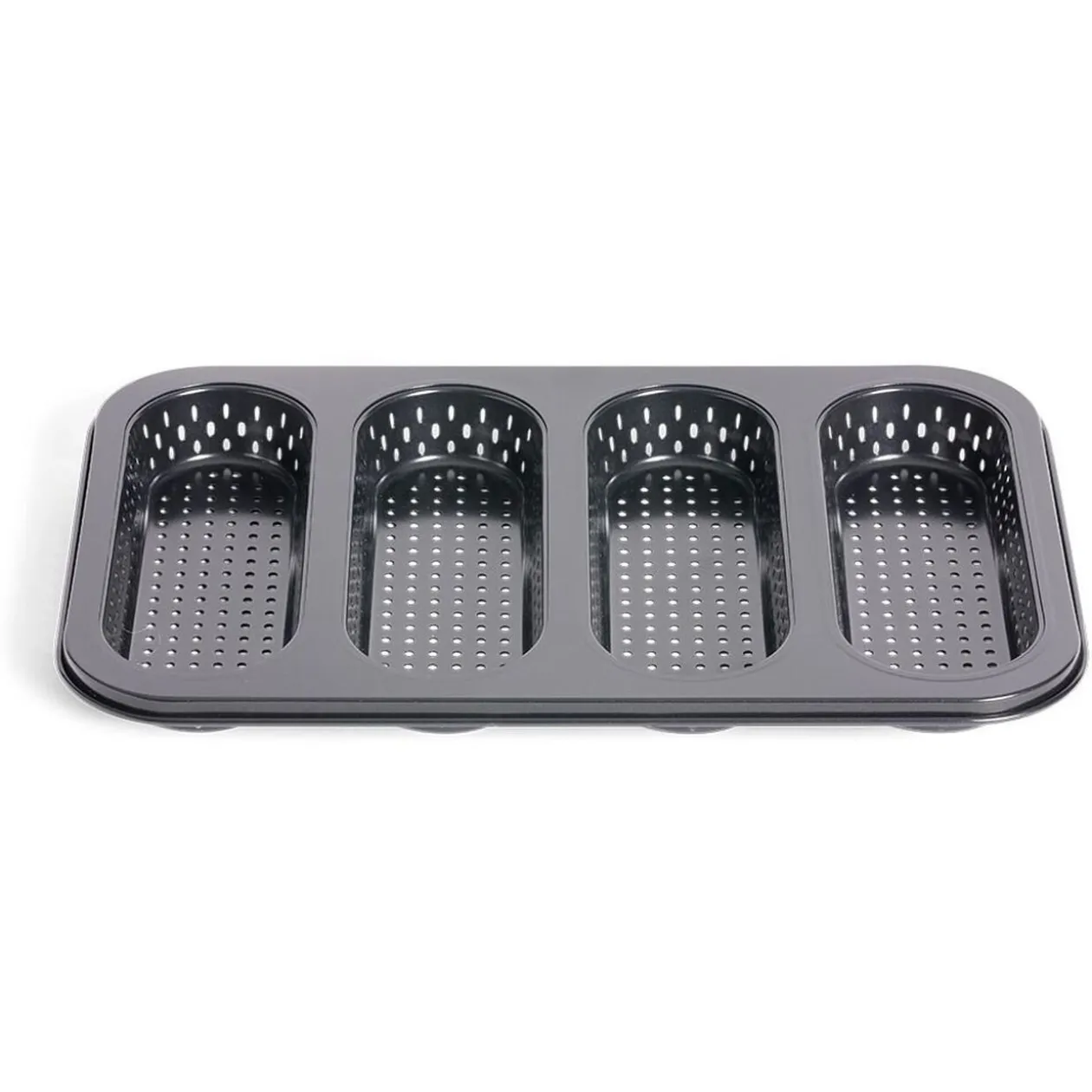 Moule à mini baguette perforé acier noir 33,6x22xH3cm