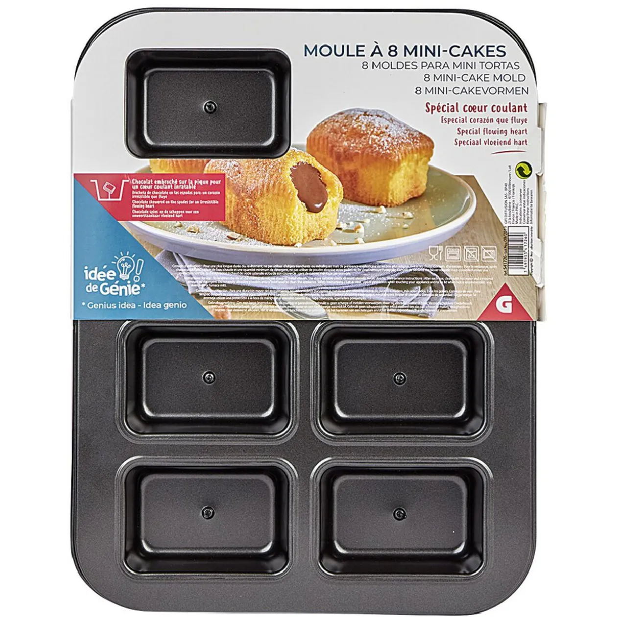 Moule à mini cake coeur coulant en métal x8