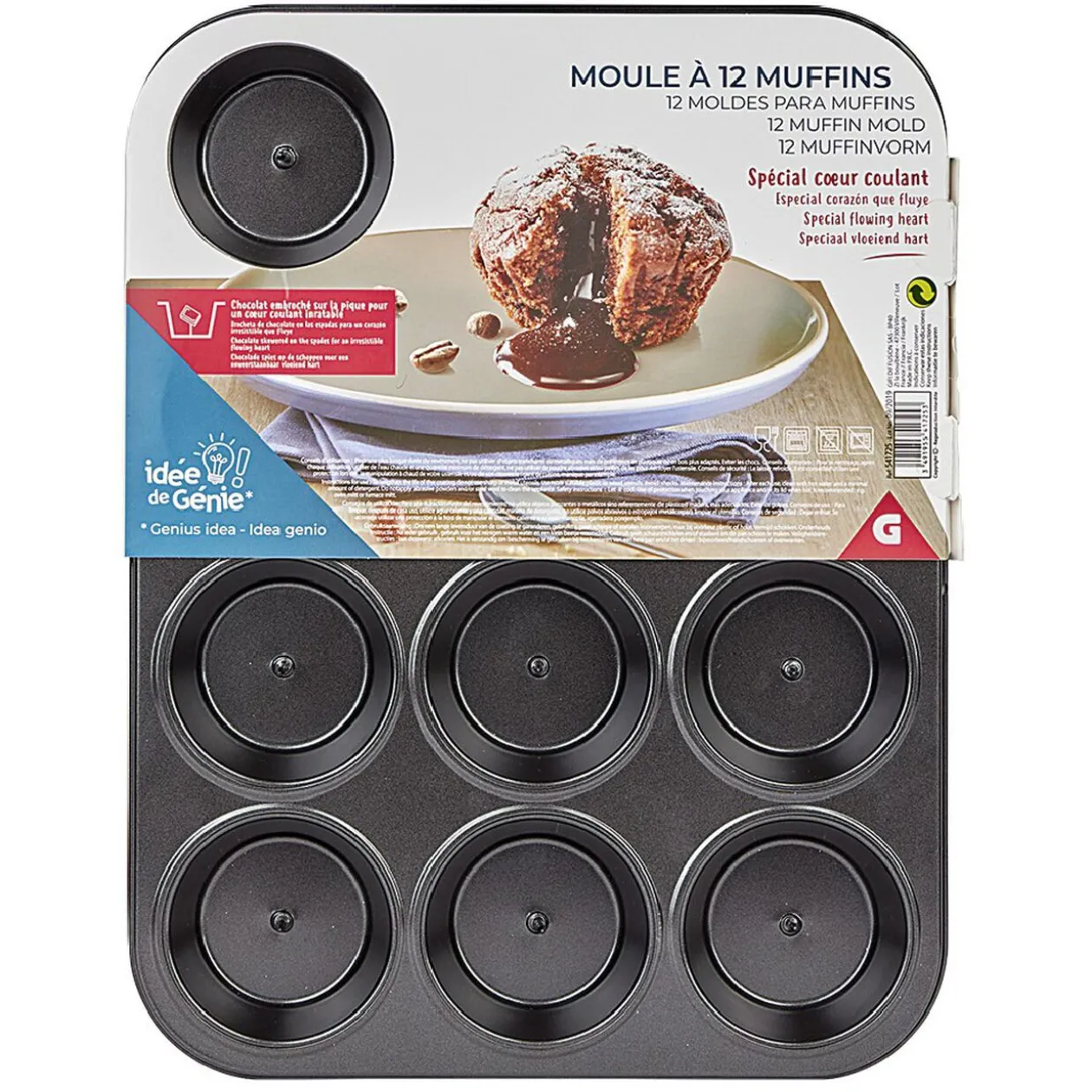 Moule à muffin coeur coulant en métal x12