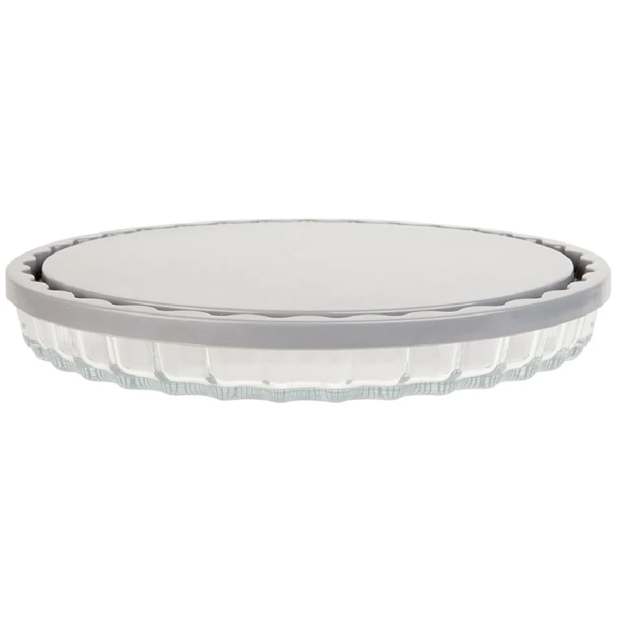 Moule à tarte en verre avec couvercle gris