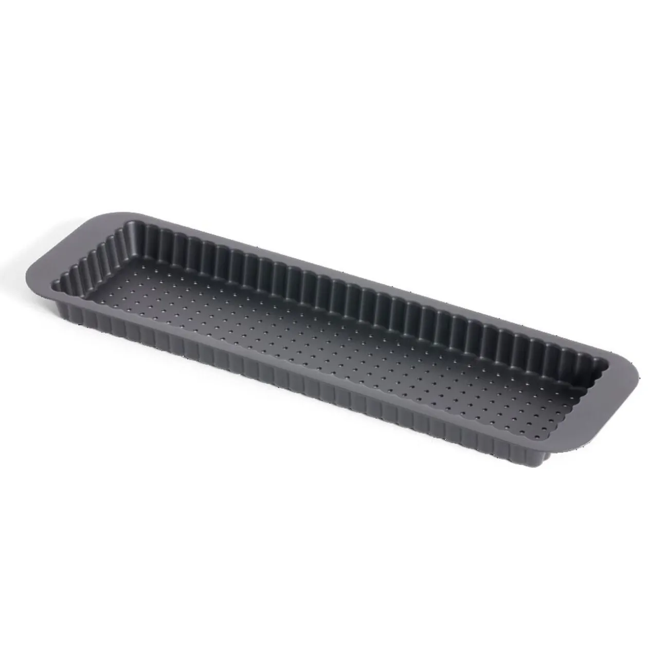 Moule à tarte rétractable acier perforé noir 35x11xH2,5cm