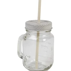 Mug bocal transparent avec paille