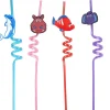 Paille tortillon fantaisie décor animaux x4