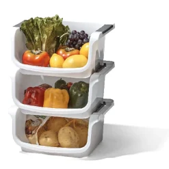 Panier superposable blanc x3