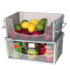 Panier superposable gris argenté