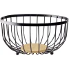 Panière à fruits fond bambou métal noir Ø25xH13cm