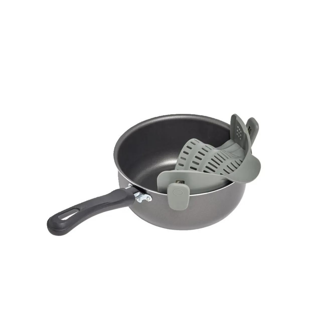 Passoire casserole à clips silicone gris