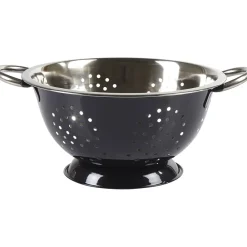 Passoire ronde en inox noir et gris