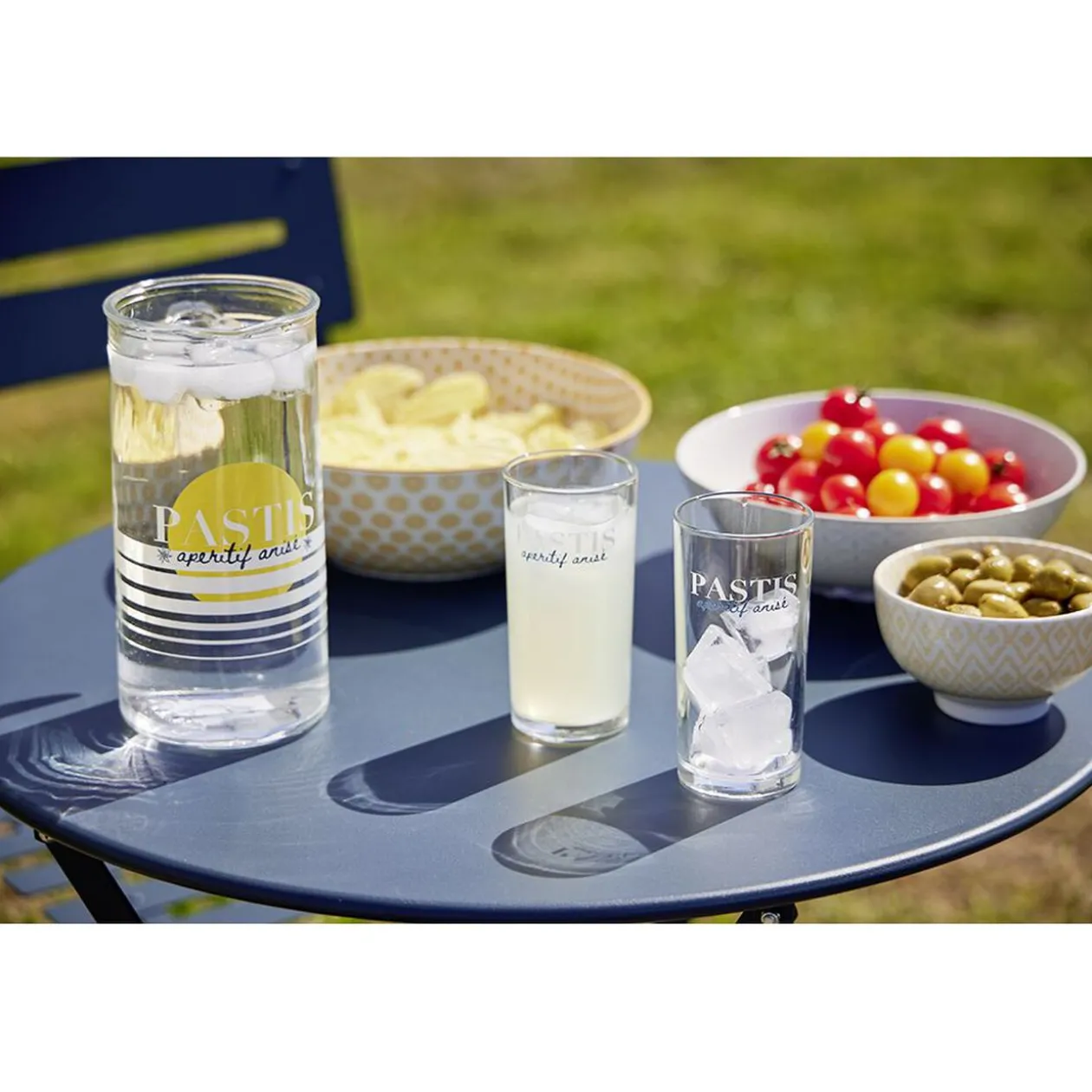 Pichet broc en verr inscription Pastis apéritif anisé 1L