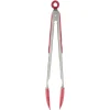 Pince à viande en inox plastique rouge gris