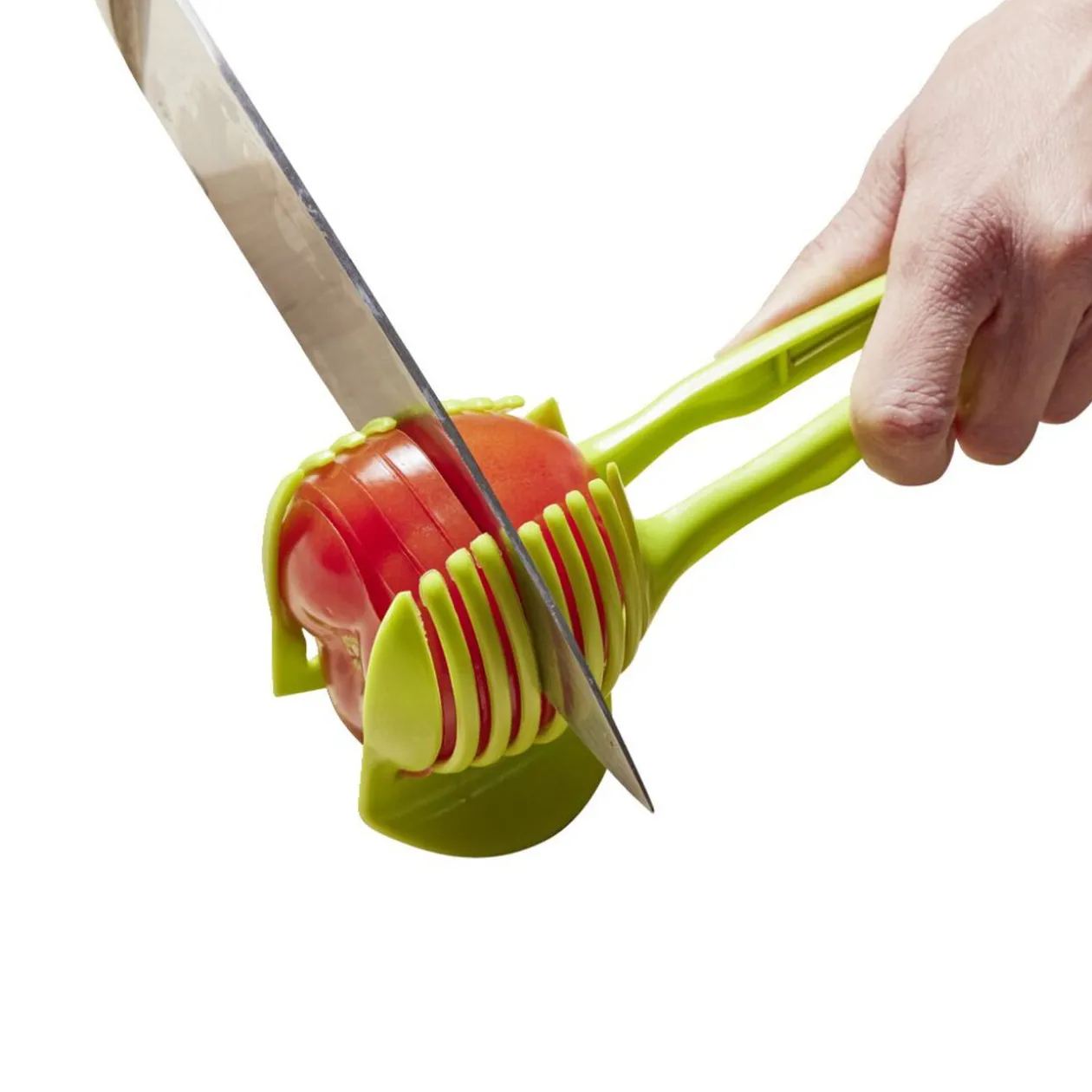 Pince découpe légumes plastique vert L18,5cm