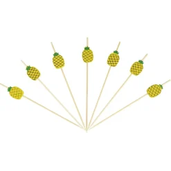 Pique pour apéritif décor pastéque, ananas, cactus ou flamand rose en bambou x30