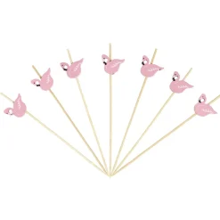 Pique pour apéritif décor pastéque, ananas, cactus ou flamand rose en bambou x30