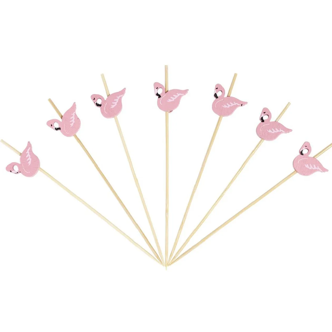 Pique pour apéritif décor pastéque, ananas, cactus ou flamand rose en bambou x30