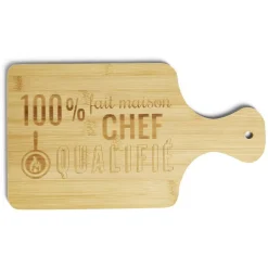 Planche à découper bambou 100% chef qualifié 33x18,5cm