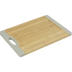 Planche à découper bambou bord silicone gris