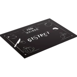 Planche à découper en verre design fruits et légumes noir et blanc