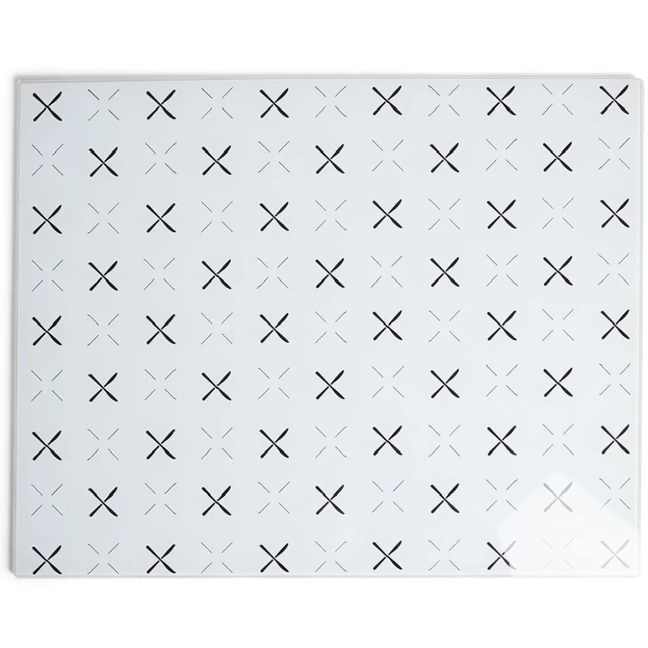 Planche à découper en verre blanc motif noir - 38x30cm