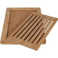 Planche à pain en bambou avec récupérateur de miettes 38x34x H1,5cm