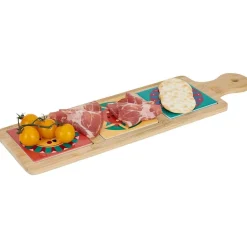Planche de présentation apéritif bambou carreaux céramique 46,5x13x1cm