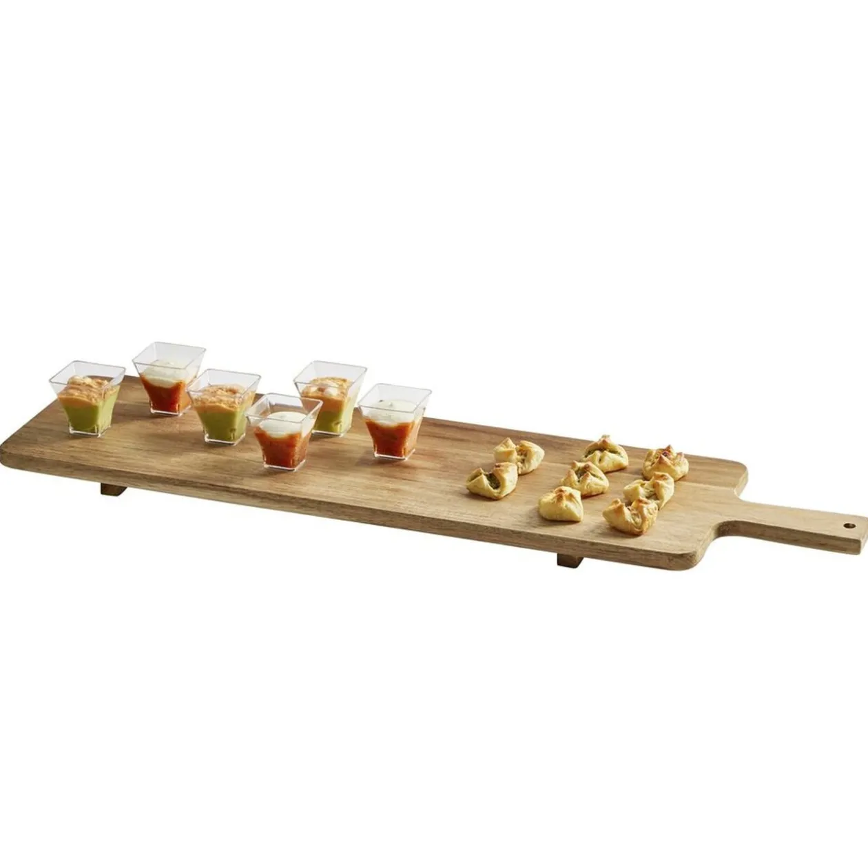 Planche de service XL en bois d'acacia avec pied 20x75cm