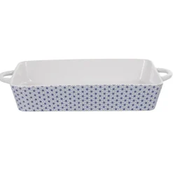 Plat à four design géométrique bleu et blanc