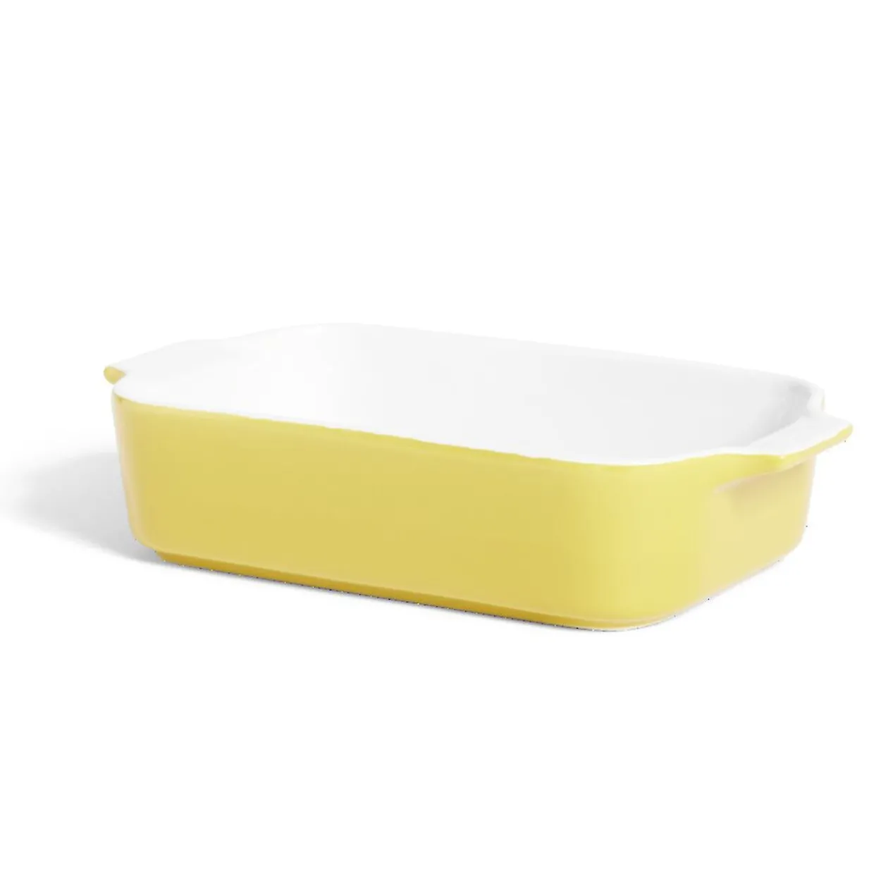 Plat à four en grès blanc et jaune 24x13,6xH5,5cm