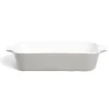 Plat à four en grès blanc et gris foncé 31x17xH6,2cm