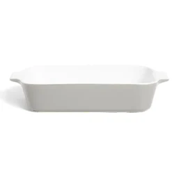 Plat à four en grès blanc et gris foncé 31x17xH6,2cm