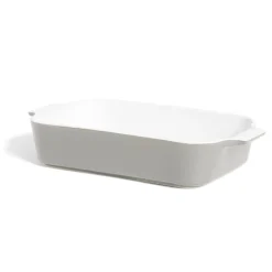 Plat à four en grès blanc et gris foncé 31x17xH6,2cm