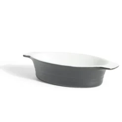 Plat à four ovale en céramique noir 13,5x17xH5cm