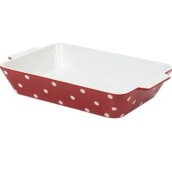 Plat à four rectangulaire rouge à pois blancs