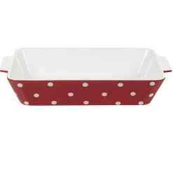 Plat à four rectangulaire rouge à pois blancs