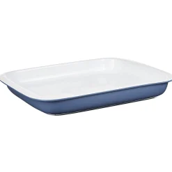 Plat à four rectangulaire bleu et blanc