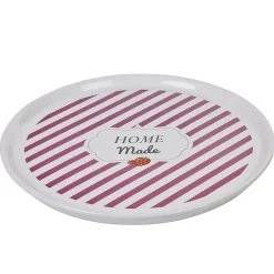 Plat à tarte céramique blanc rayure rouge