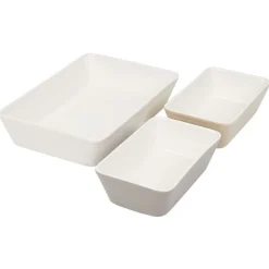 Plat rectangulaire cuisson four x3 céramique blanc