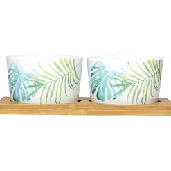 Plateau + 2 coupelles apéritif motif jungle