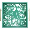 Plateau avec motif tropicaux découpe et fond en verre