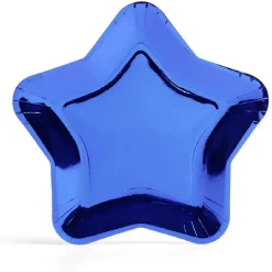 Plateau carton étoile bleu Ø24,5cm x6