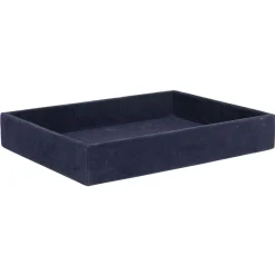 Plateau décoratif en velours bleu
