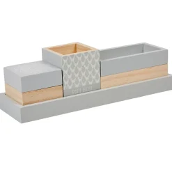 Plateau de rangement déco bois gris naturel